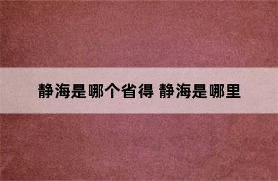 静海是哪个省得 静海是哪里